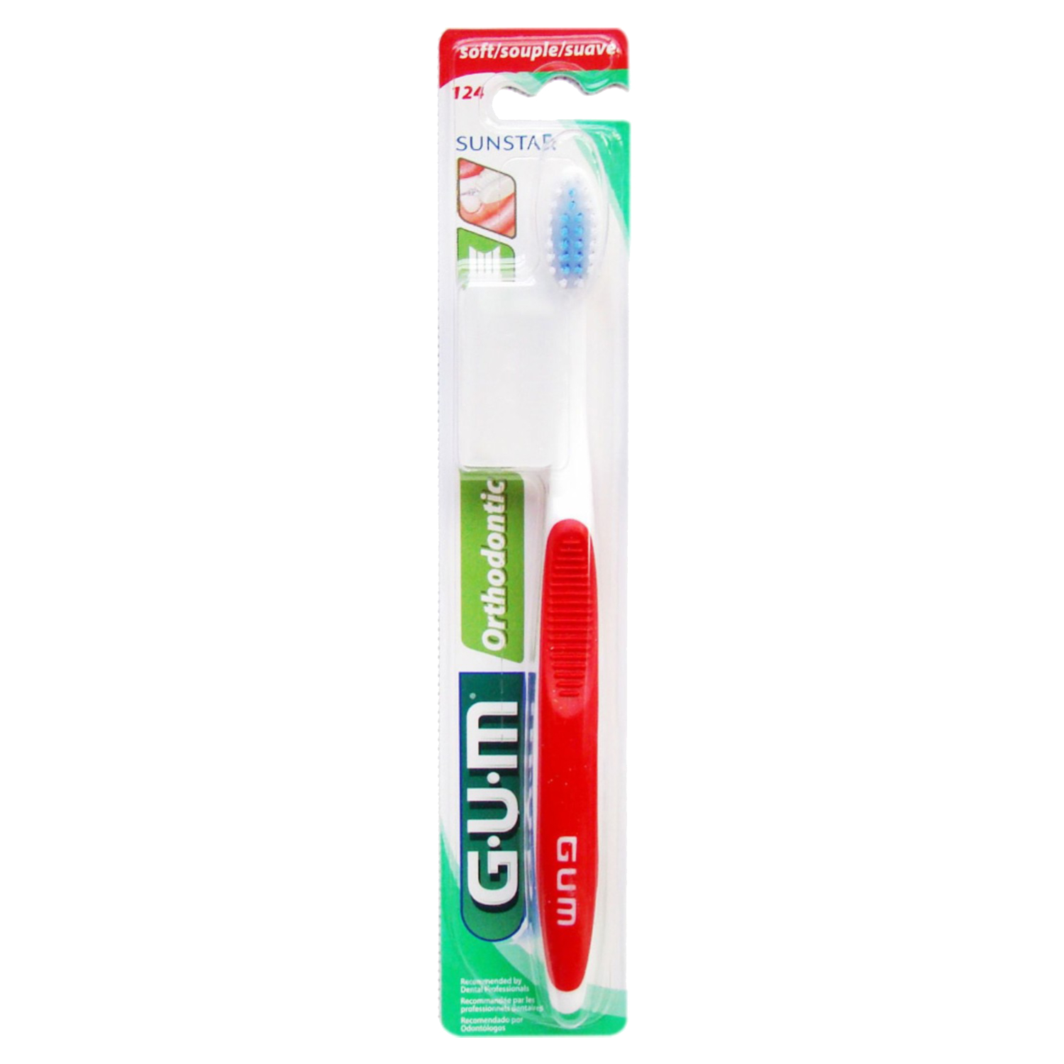 Back Image for Gum Orthodontic Toothbrush Red