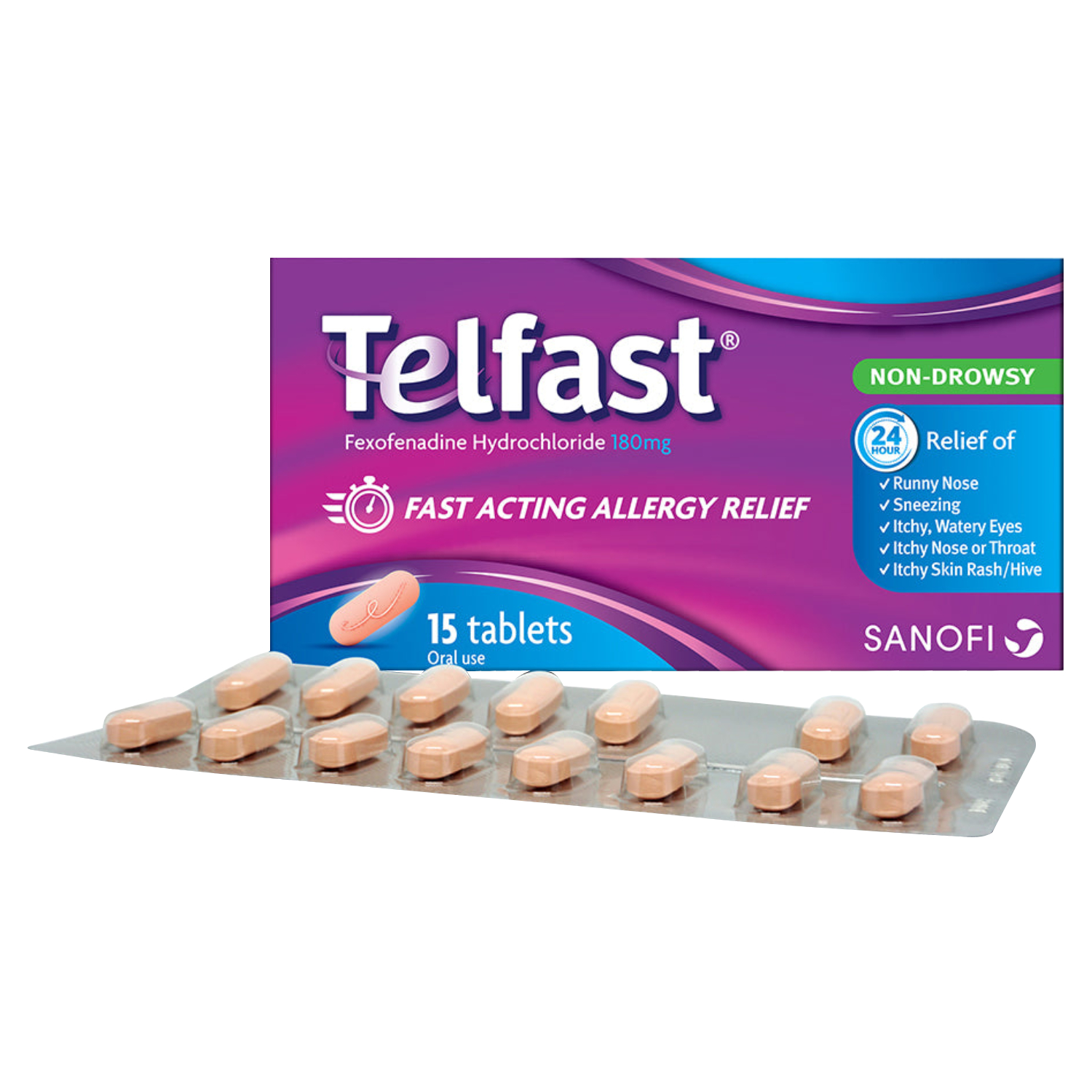 Back Image for Telfast 180mg Anti-Allergy Tablets for Quick Allergy Relief 15's