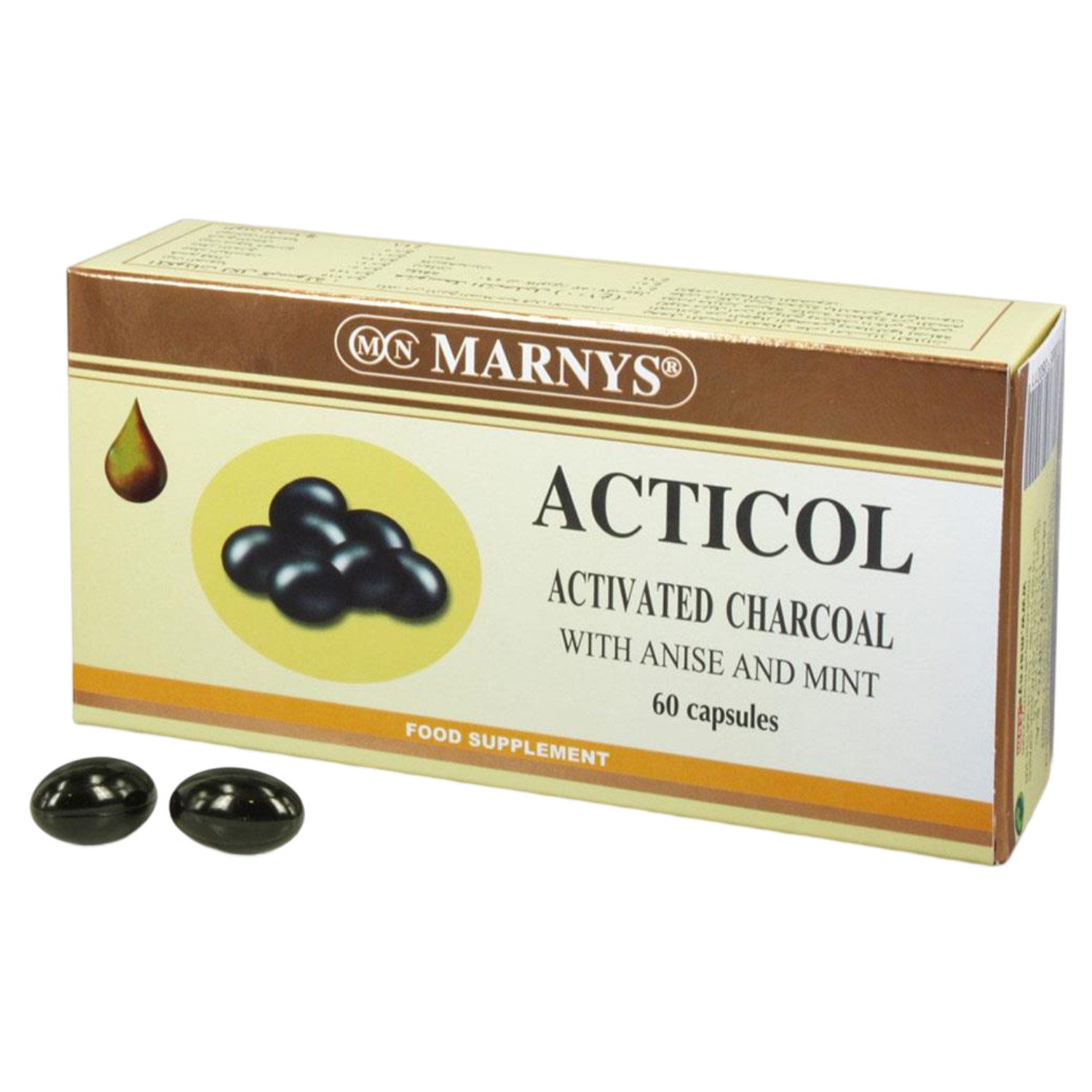 مارنيز أكتيكول Marnys Acticol كبسولات الفحم المنشط  60 كبسولة