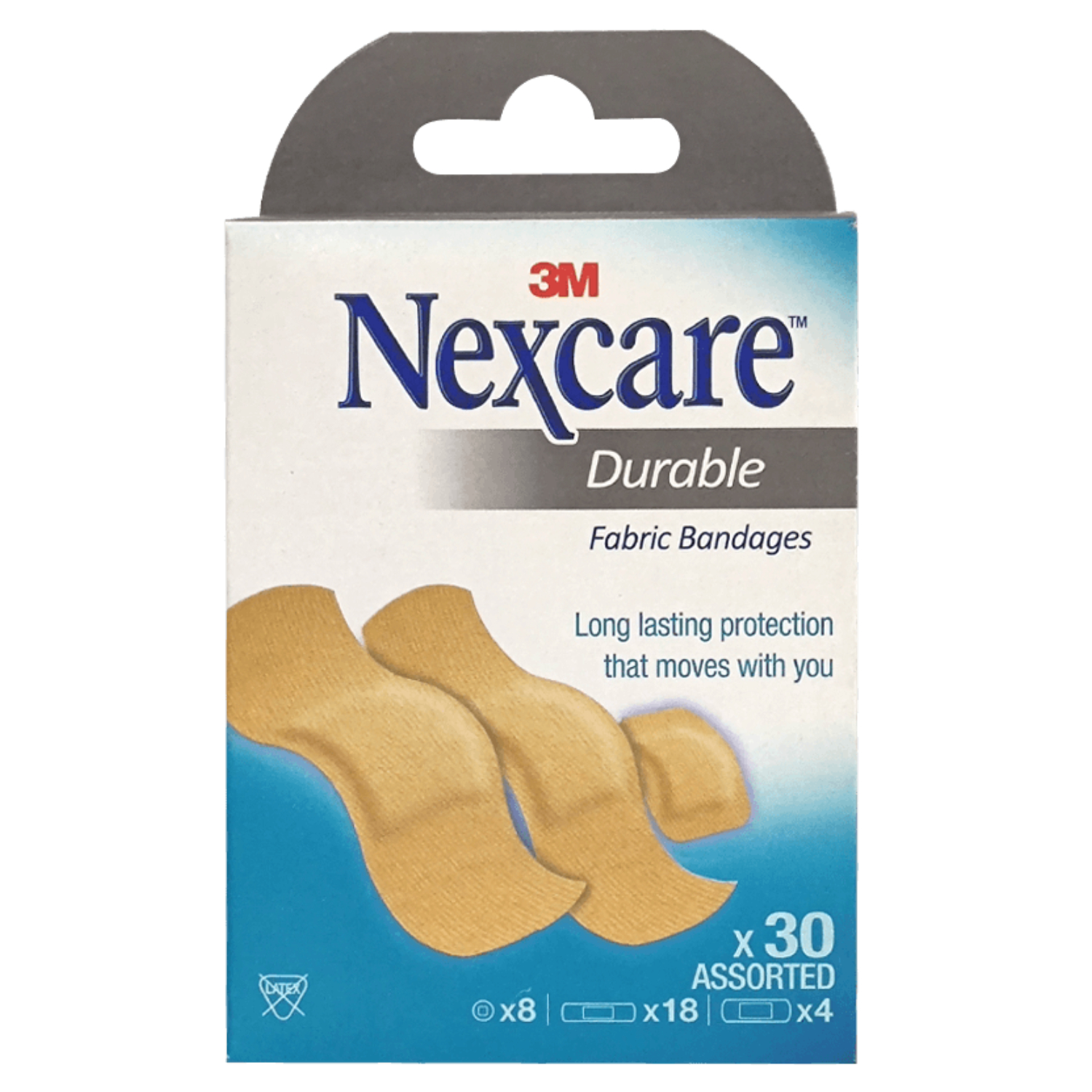 Back Image for 3M Nexcare Heavy Duty Fabric Bandages Assorted 30's