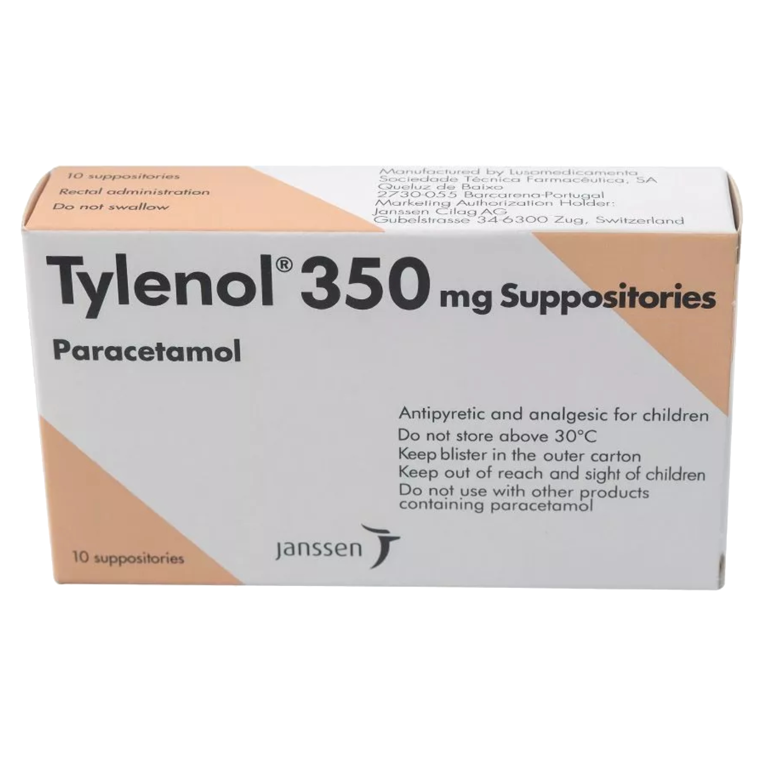 تحاميل Tylenol  تايلينول 350 مجم 10 تحاميل
