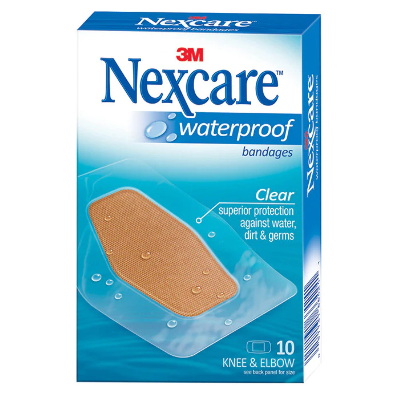Back Image for 3M Nexcare Waterproof Bandages Knee And Elbow 10's