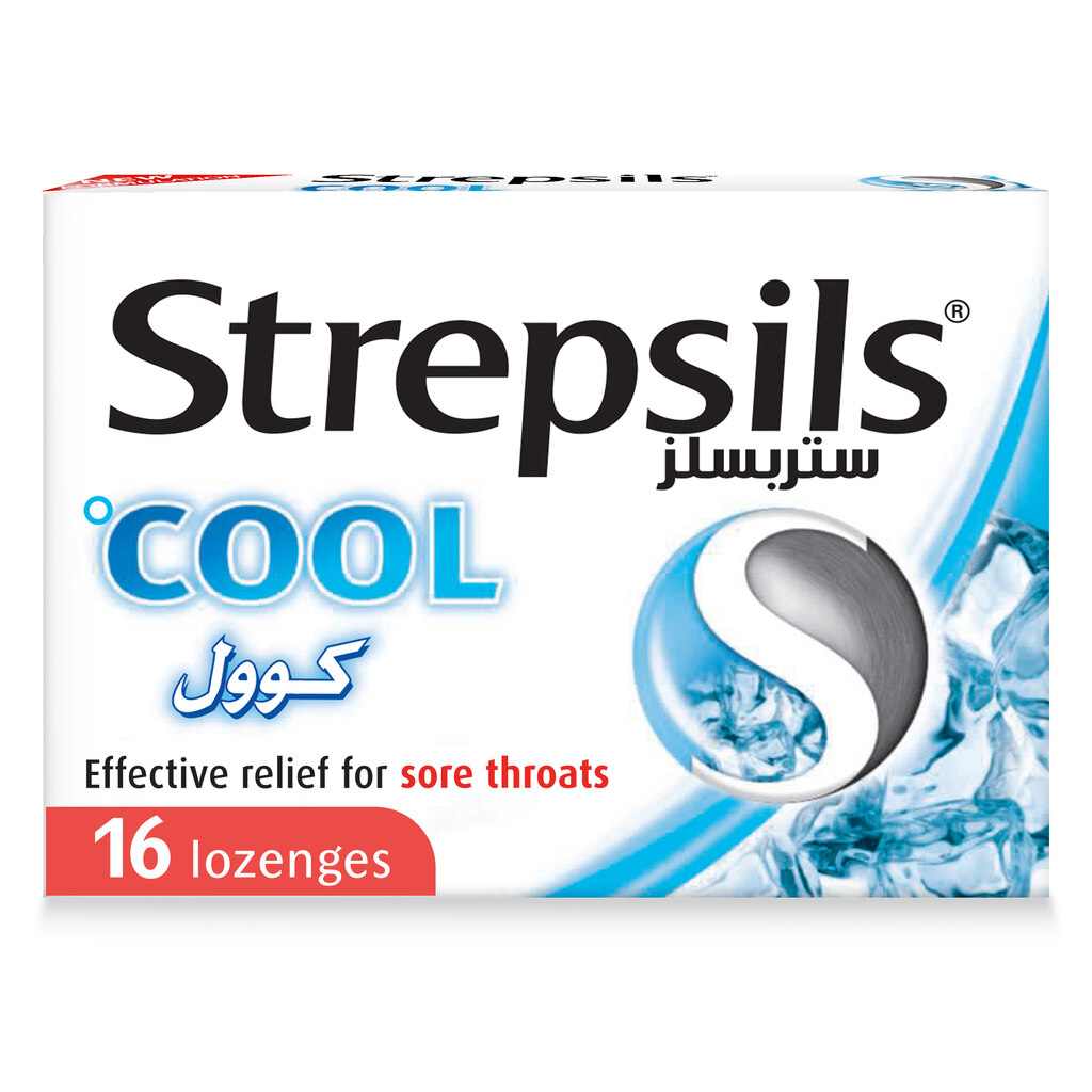 Strepsils Cool Lozenges, New Formulation With Cool Sensation For Fast Effective Relief From Sore Throats, Pack of 16's