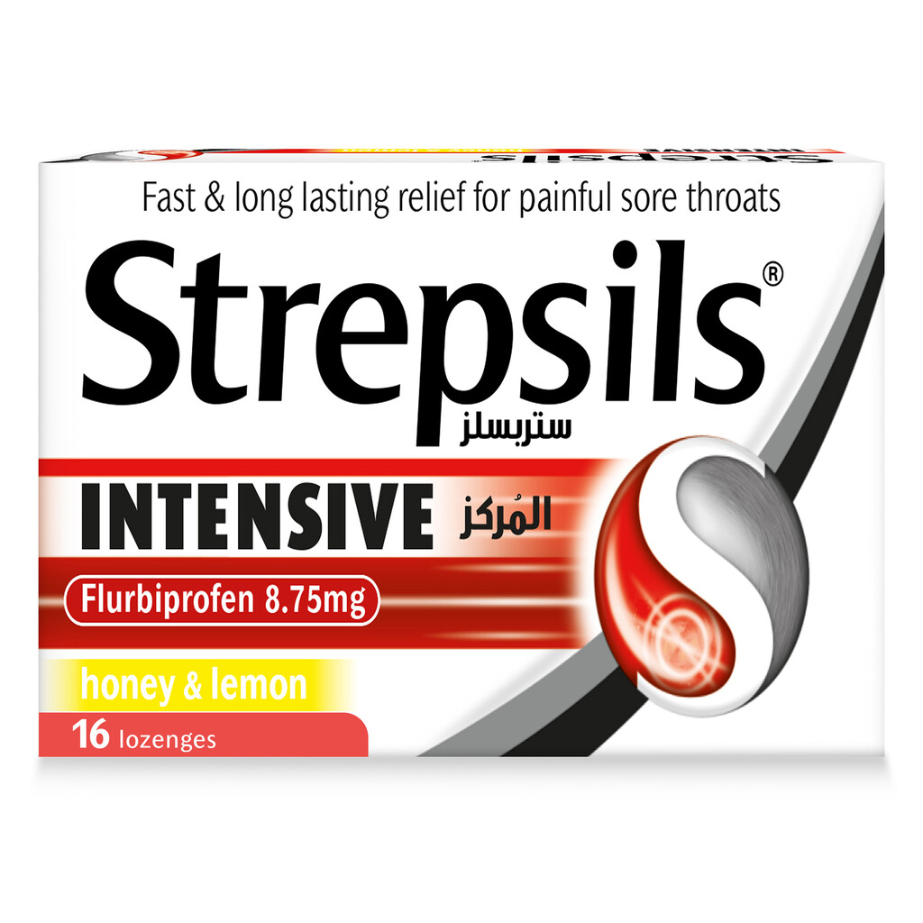 Strepsils Intensive Honey & Lemon Lozenges With Anti-Inflammatory Flurbiprofen For Fast & Long Lasting Relief From Painful Sore Throats, Pack of 16's