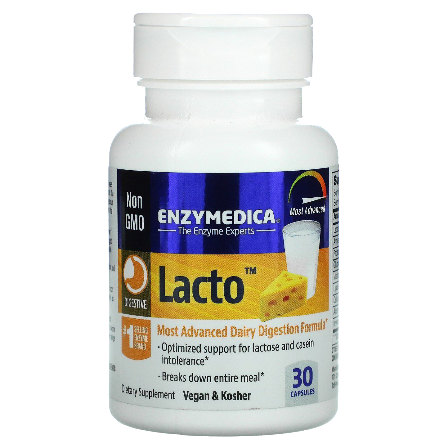Back Image for Enzymedica Lacto Most Advanced Dairy Digestion Formula Capsules 30's