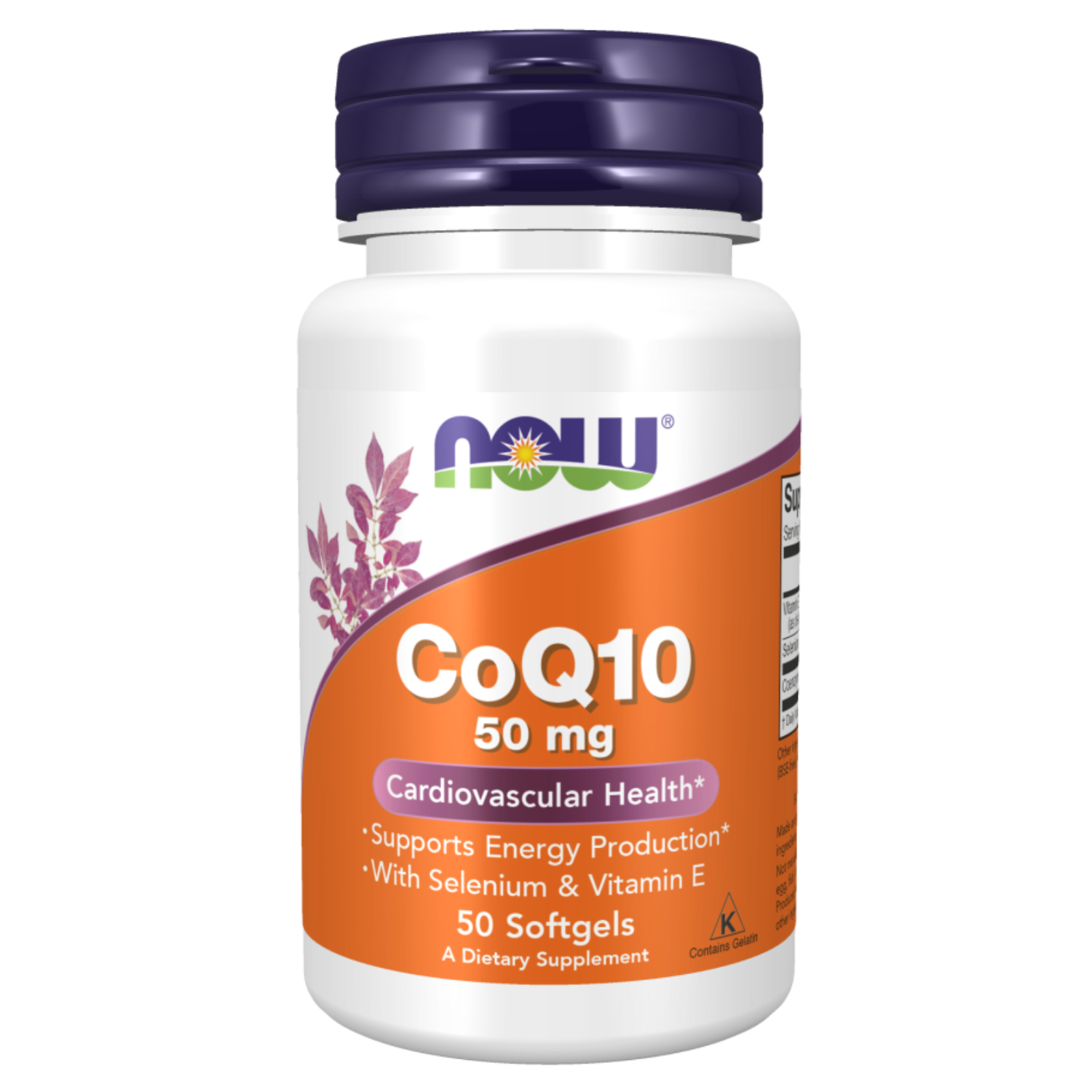 Now 50mg CoQ10 Supplement, Antioxidant Softgel For Heart Health & Energy, Pack of 50's