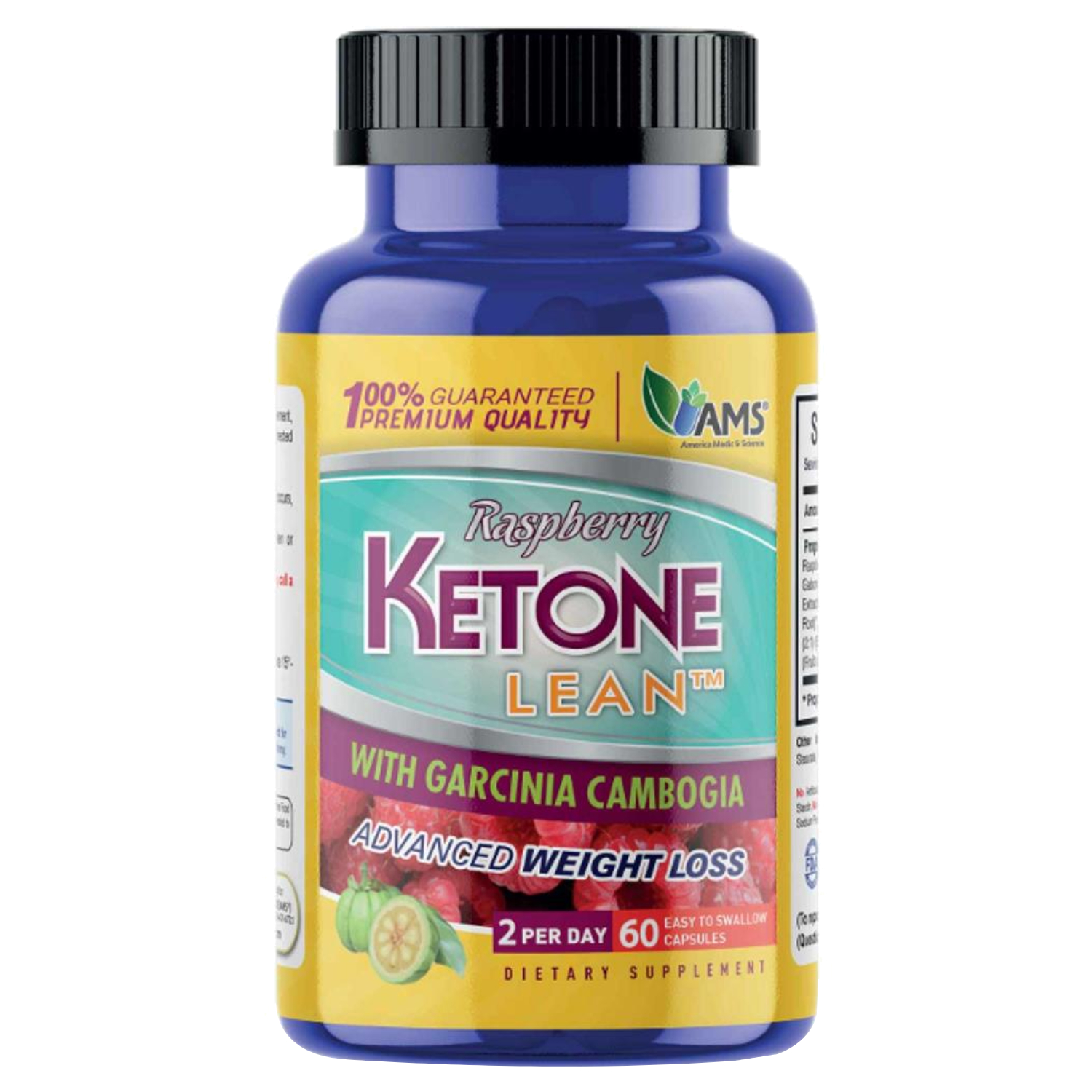 AMS ايه ام اس كيتونات التوت مع غارسينيا كمبوجيا لحرق الدهون 60 كبسولة