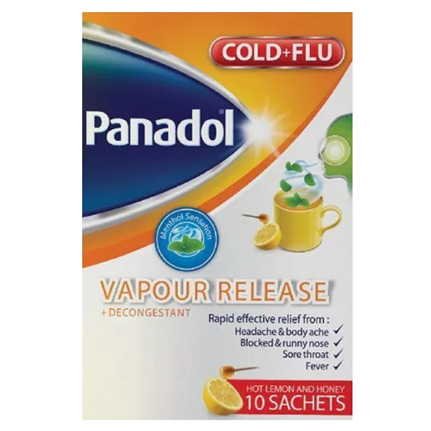 Back Image for Panadol Cold and Flu Hot Lemon And Honey Vapour Release Sachets 10's