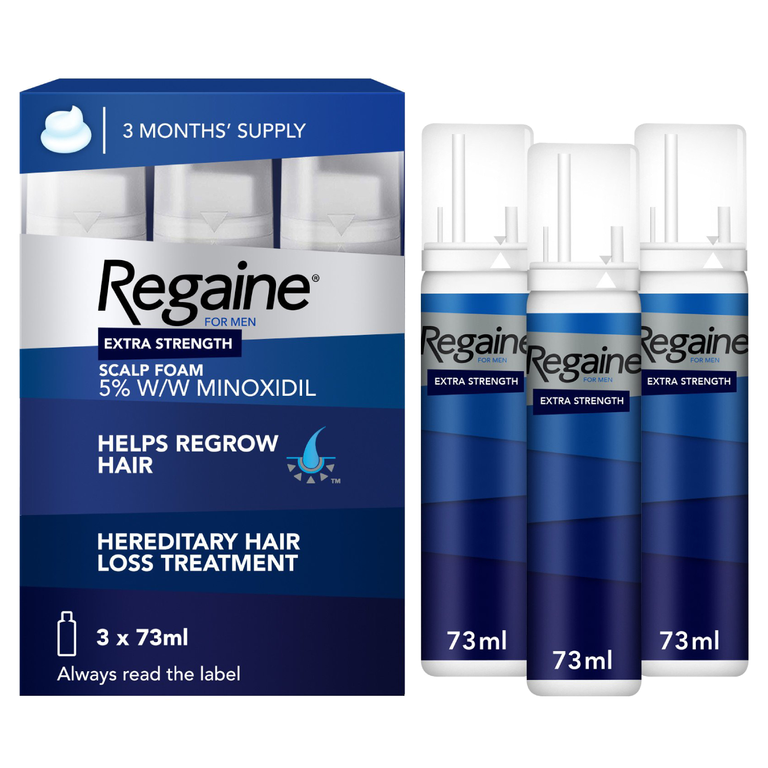 Product Image for Regaine® For Men Extra Strength Scalp Foam 5% 3x73ml