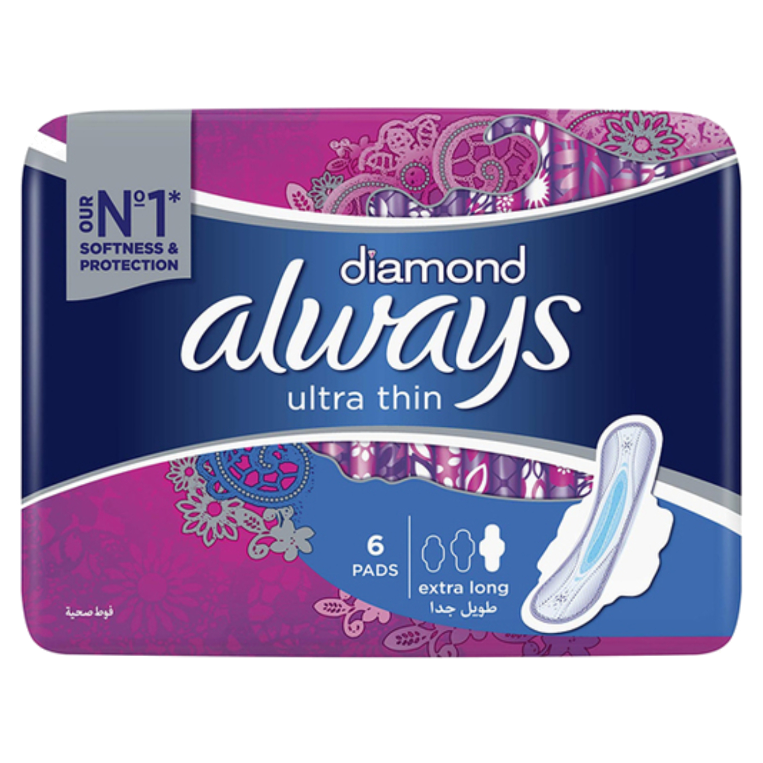 أولويز ديموند ألترا Always Diamond Ultra فوط صحية رفيعة وطويلة 6 قطع