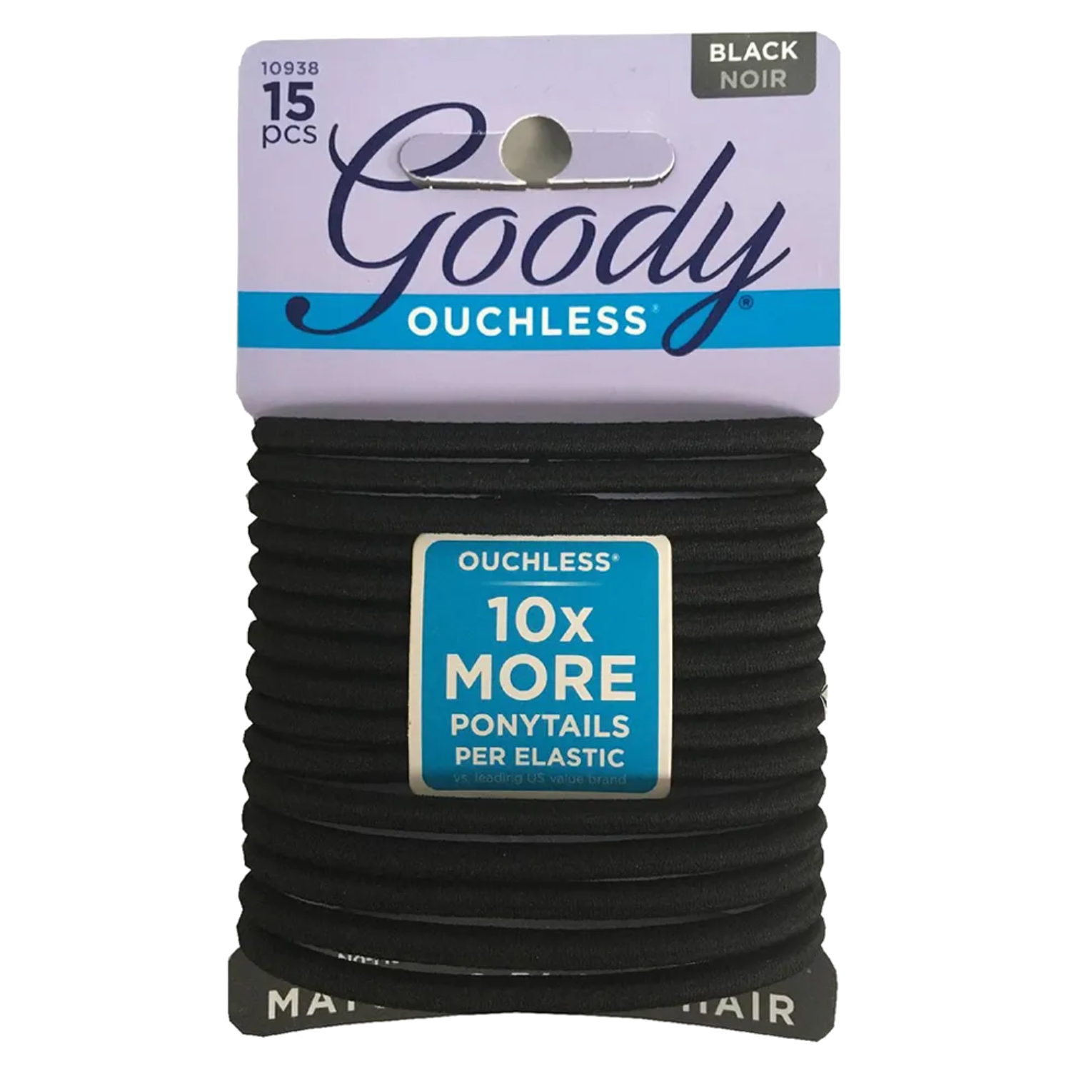 Back Image for Goody Ouchless Braided Elastics Black 15's