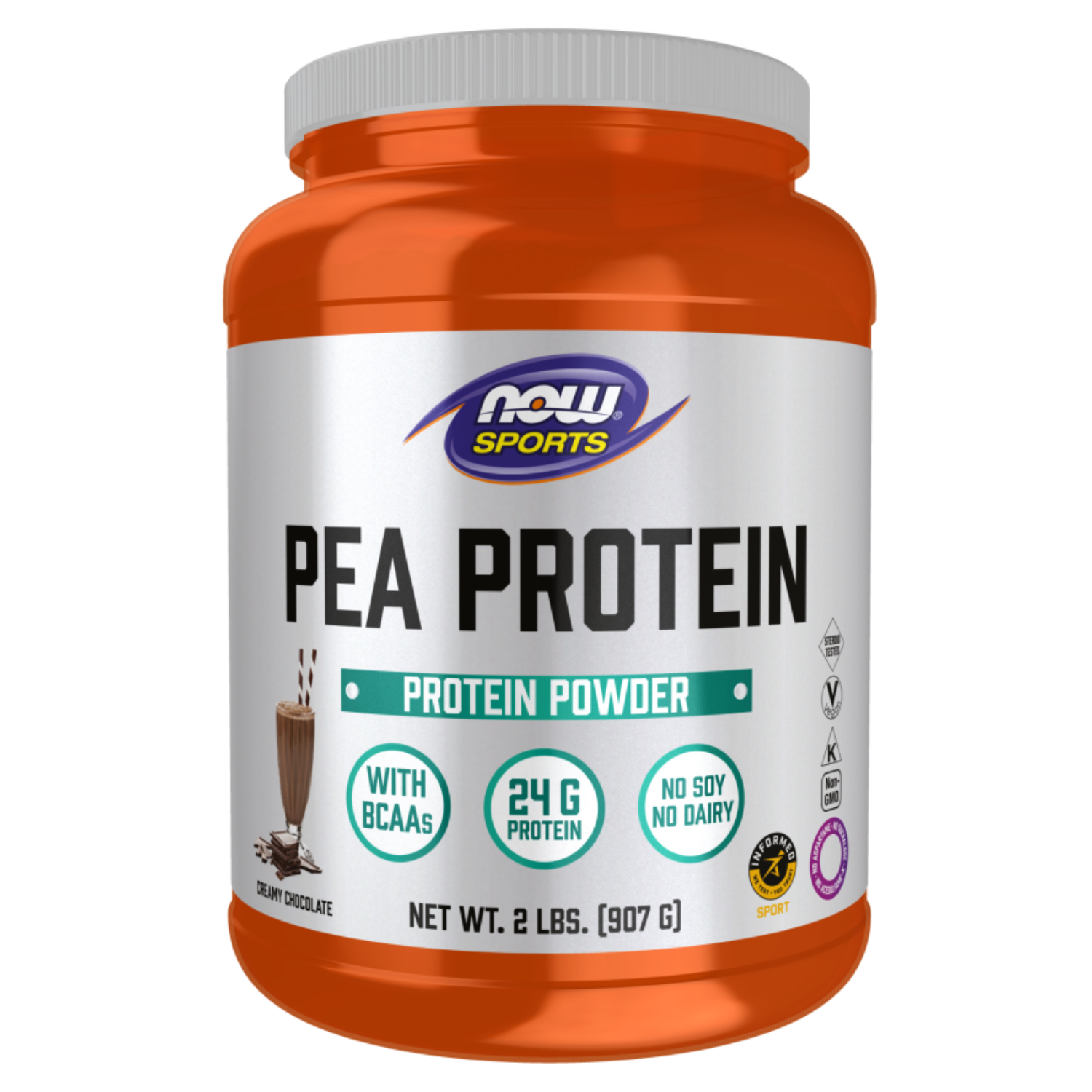 Now Sports Pea Protein Powder With BCAAs For Muscle Growth & Recovery, Chocolate 2lbs