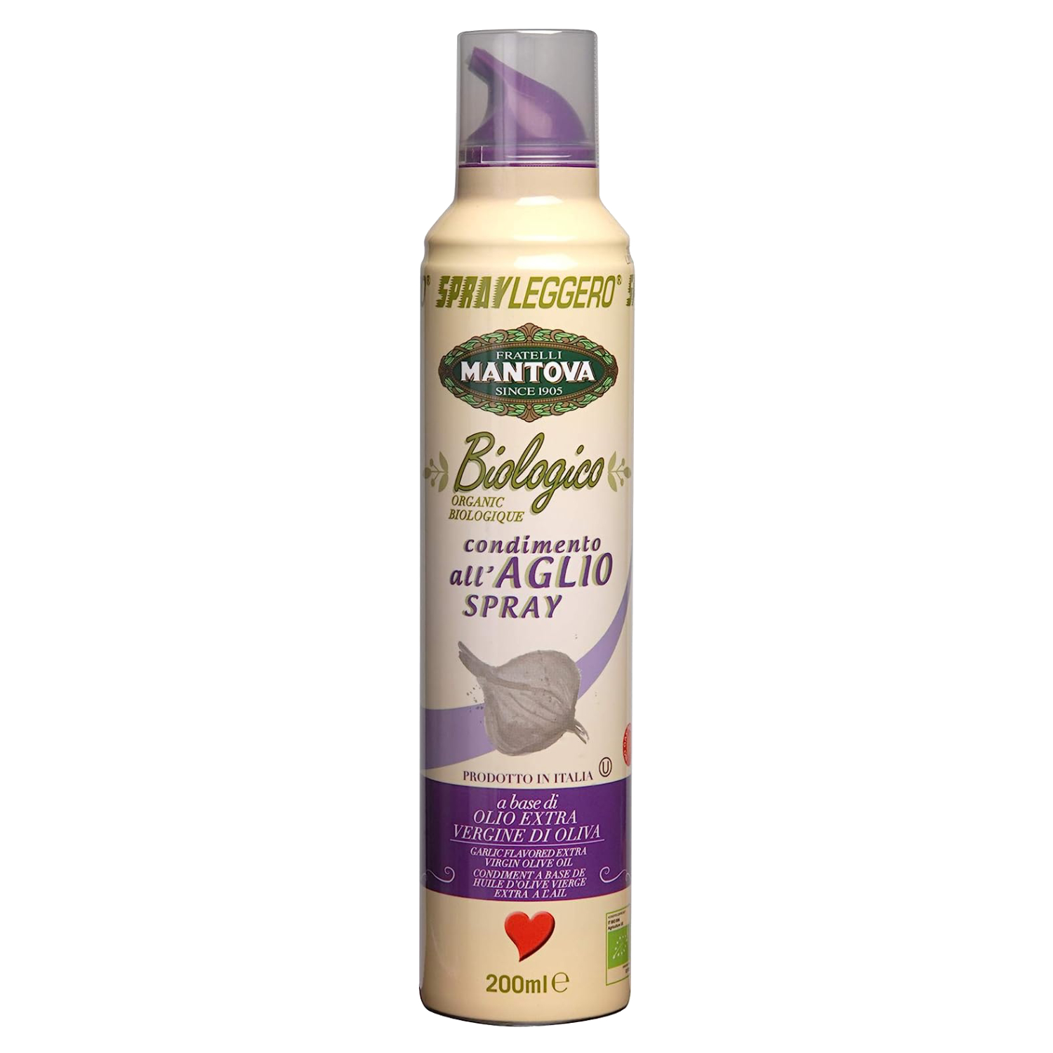 بخاخ زيت زيتون بكر ممتاز عضوي بالثوم منMantova  مانتوفا 200 مل