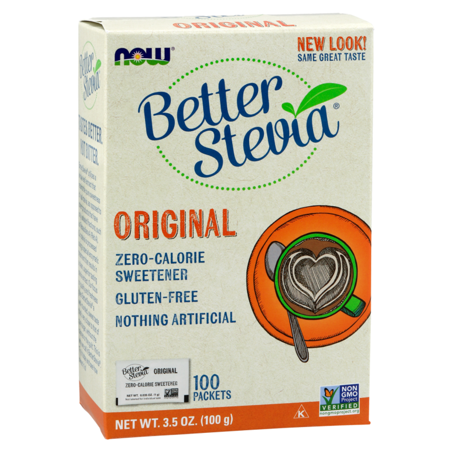 Now Better Stevia Zero-Calorie Sugar Free Stevia Sweetener, Pack of 100's