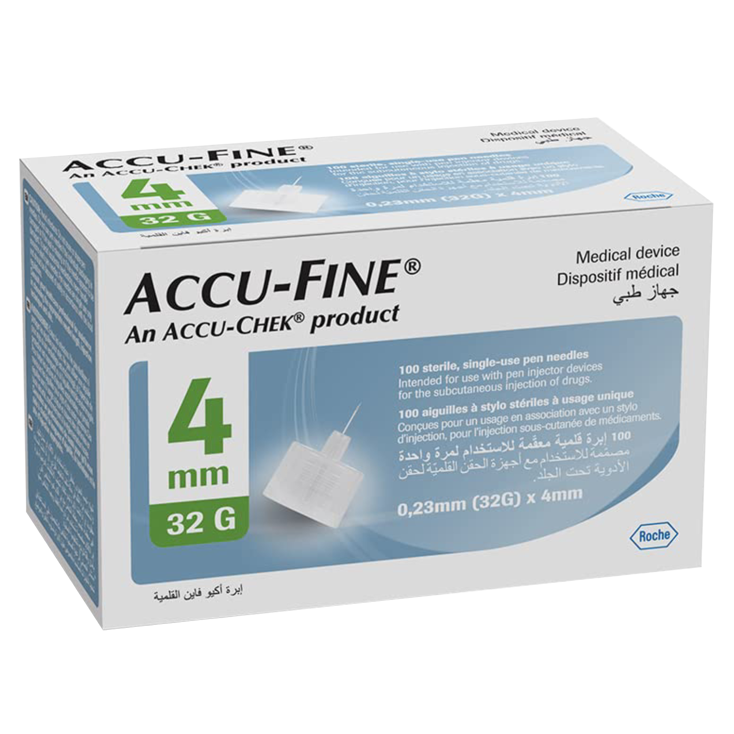 Accu-Chek Accu-Fine Single Use Pen Needle 32G x 4mm, Pack of 100's