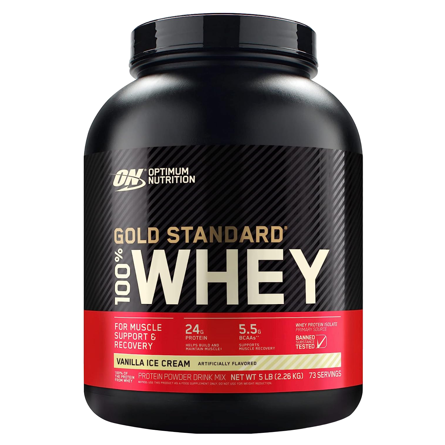 Optimum Nutrition Gold Standard 100% Whey Protein Powder, Vanilla Ice Cream 5lbs