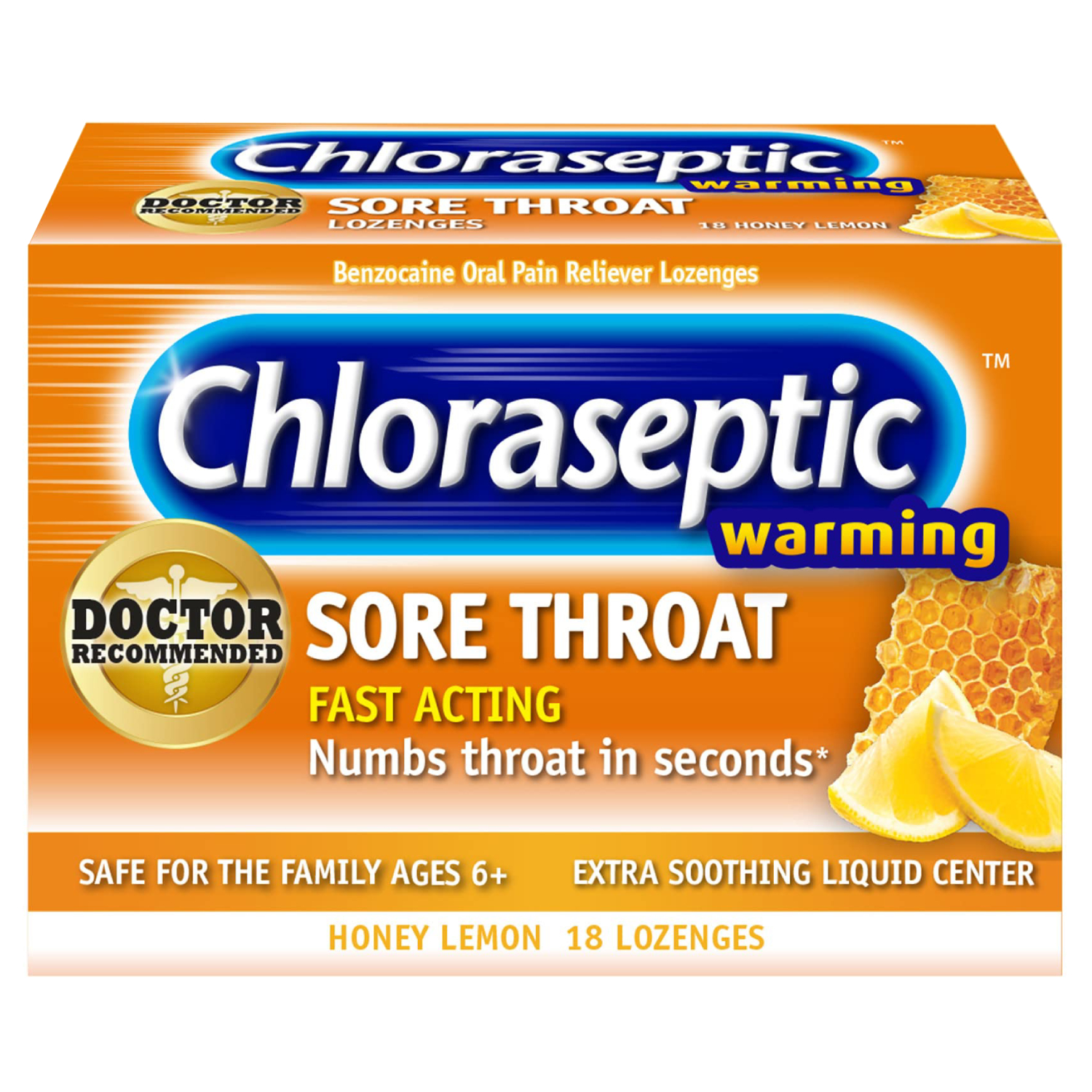 Chloraseptic Honey and Lemon Sore Throat Lozenges 18's