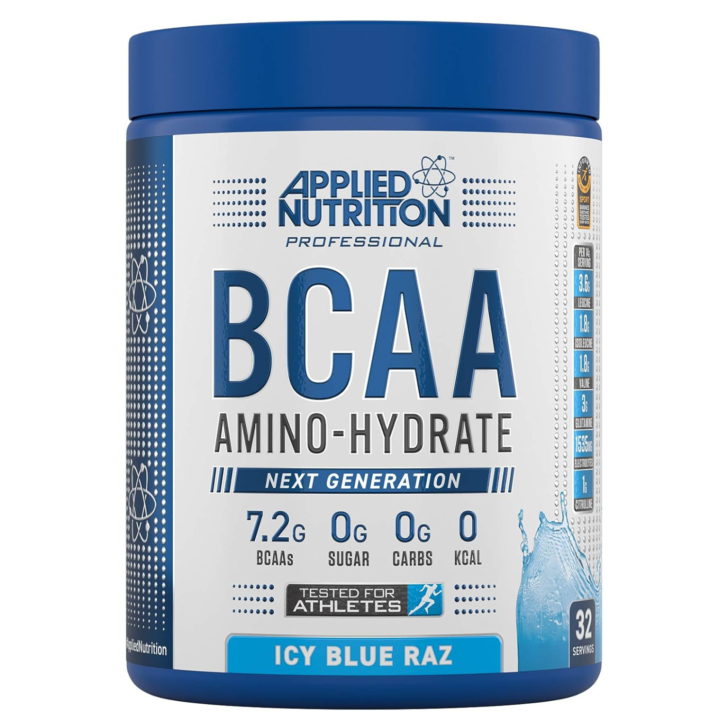 Product Image for Applied Nutrition BCAA Amino Hydrate Icy Blue Raz 32 Servings 450g