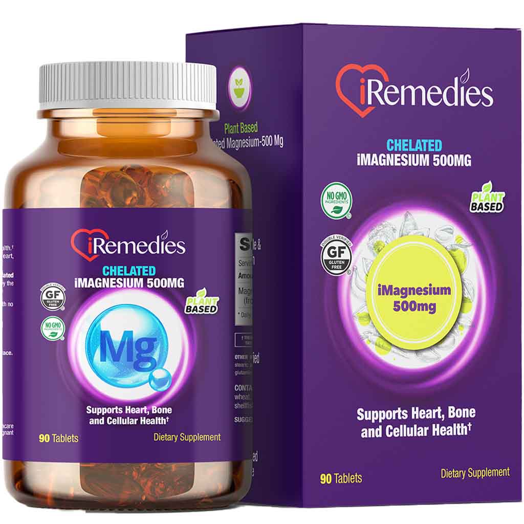 iRemedies iMagnesium 500 mg Chelated Tablets, Gluten free, Pack of 90's