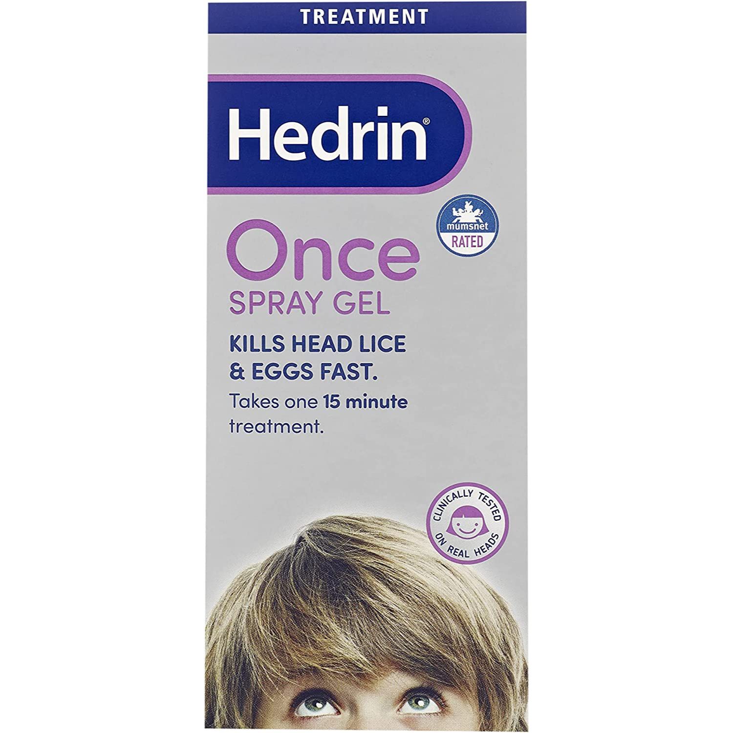 Product Image for Hedrin Once Spray Gel, Head Lice Treatment, Nits Treatment, Kills Headlice and Eggs in 15 Minutes 100ml
