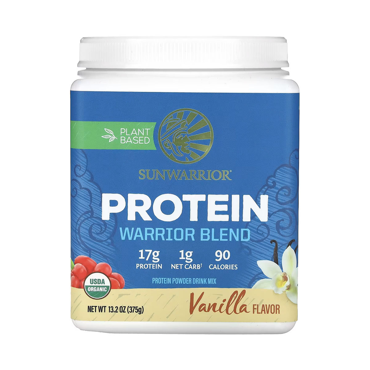 Sunwarrior - Warrior Blend High Performance Plant-Based Keto-Friendly Vegan Organic Protein Powder Vanilla 375g