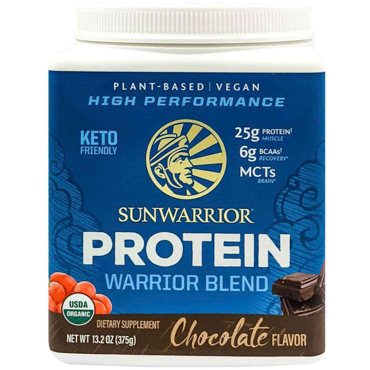 Product Image for Sunwarrior - Warrior Blend High Performance Plant-Based Keto-Friendly Vegan Organic Protein Powder Chocolate 375g