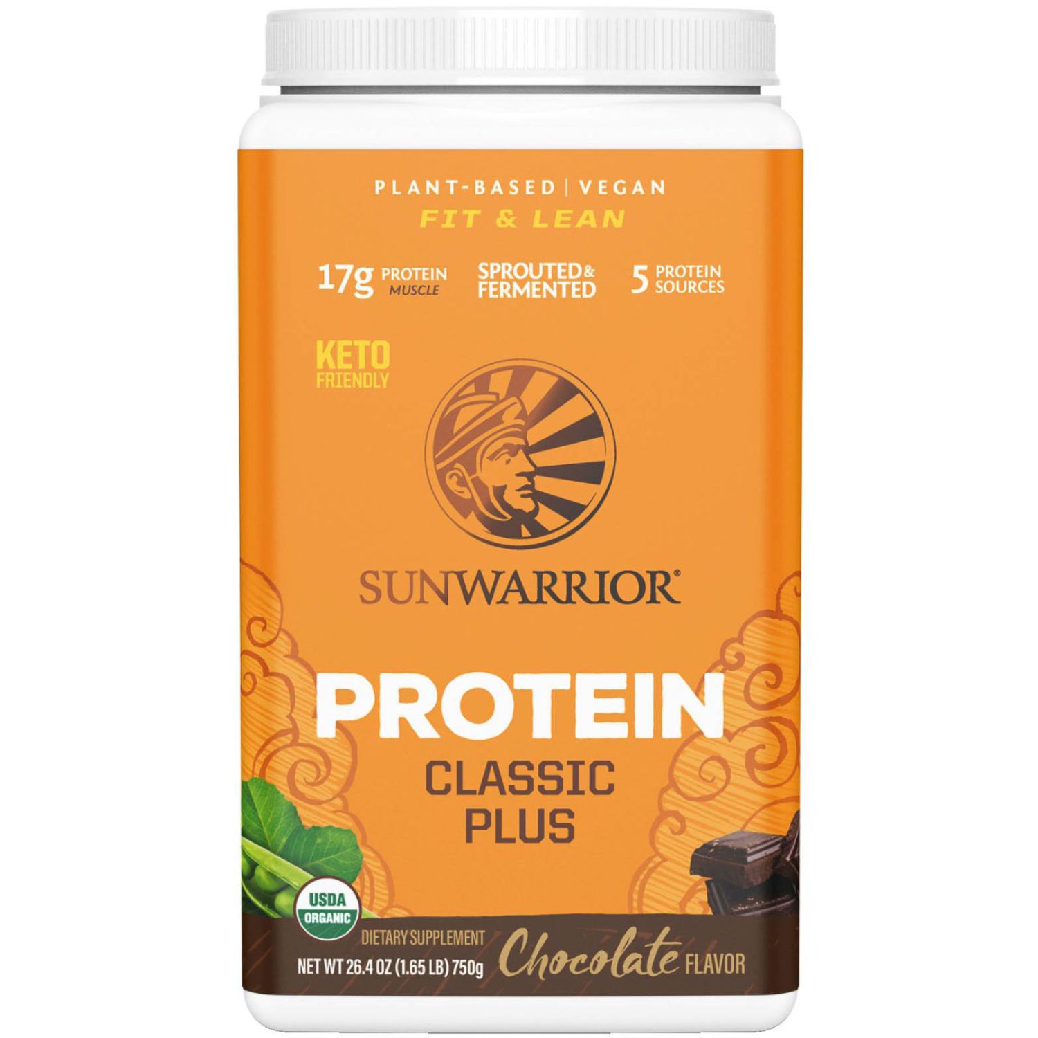 Product Image for Sunwarrior Classic Plus Fit & Lean Plant-Based Keto-Friendly Vegan Organic Protein Powder Chocolate 750g
