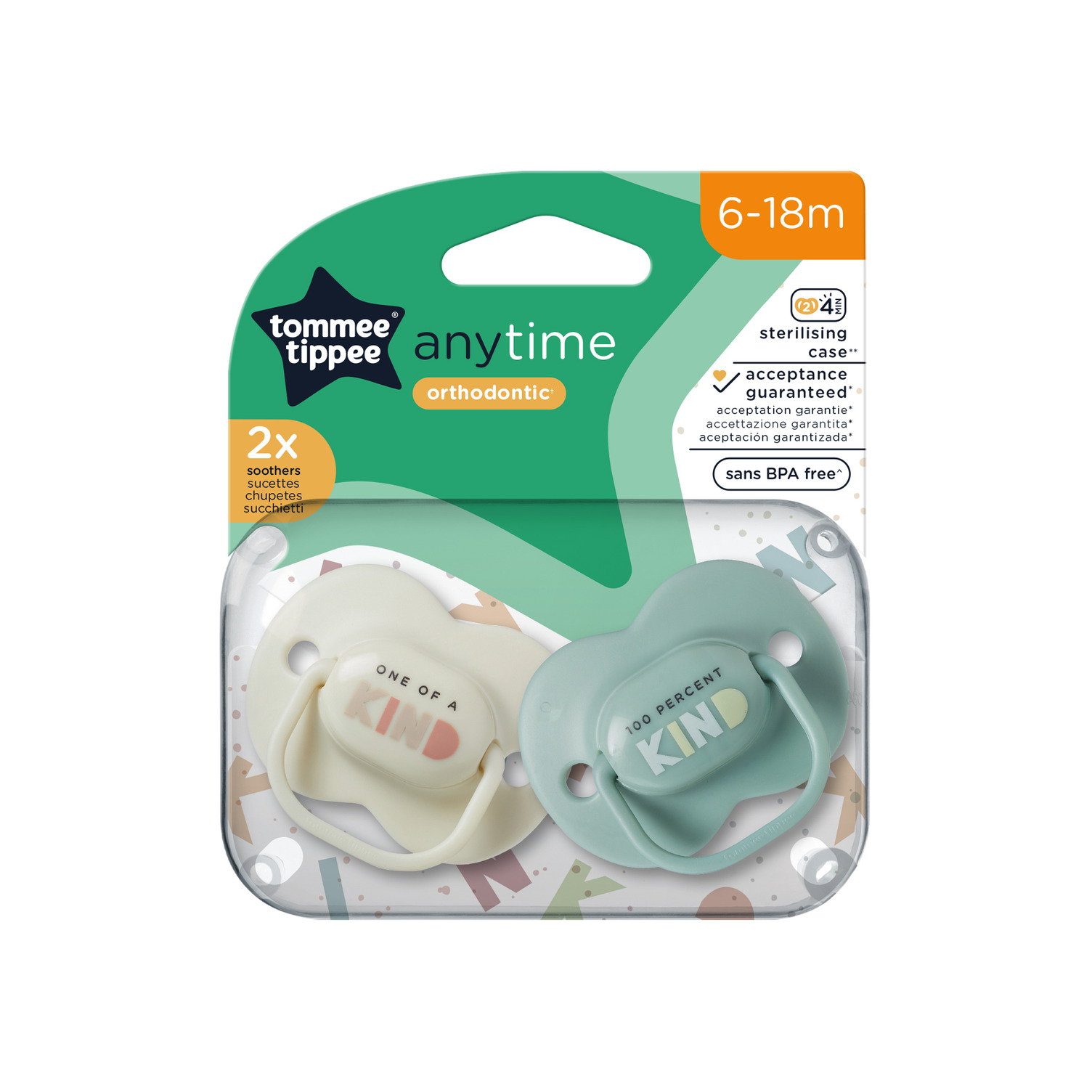 Product Image for Tommee Tippee  Anytime Soother Pack Of 2 (6-18M)
