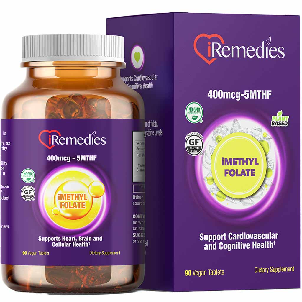 iRemedies iMethyl Folate 400 mcg Vegan Tablets, Gluten Free, Pack of 90's