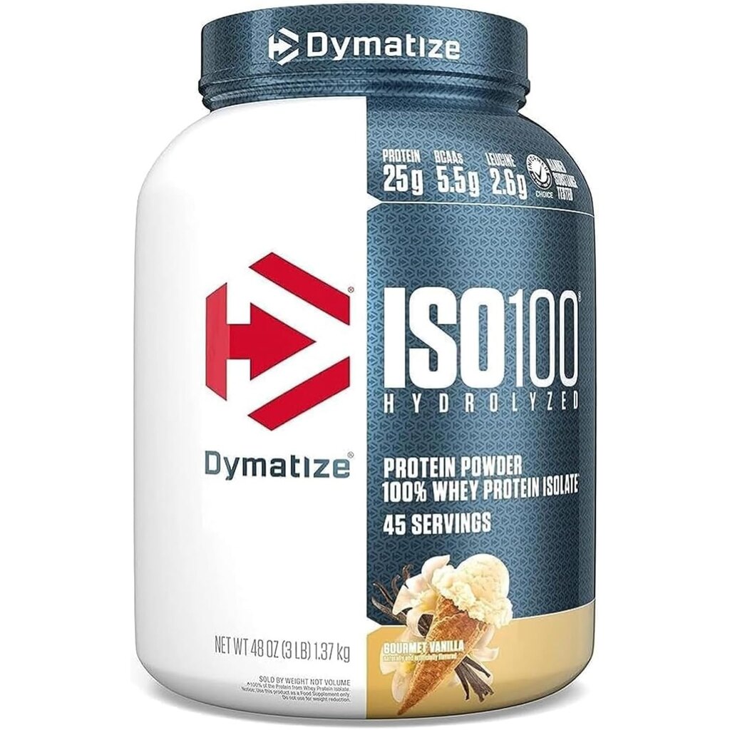 Dymatize ISO100 Hydrolyzed Protein Powder, Vanilla, 40 Serving 3Lbs 