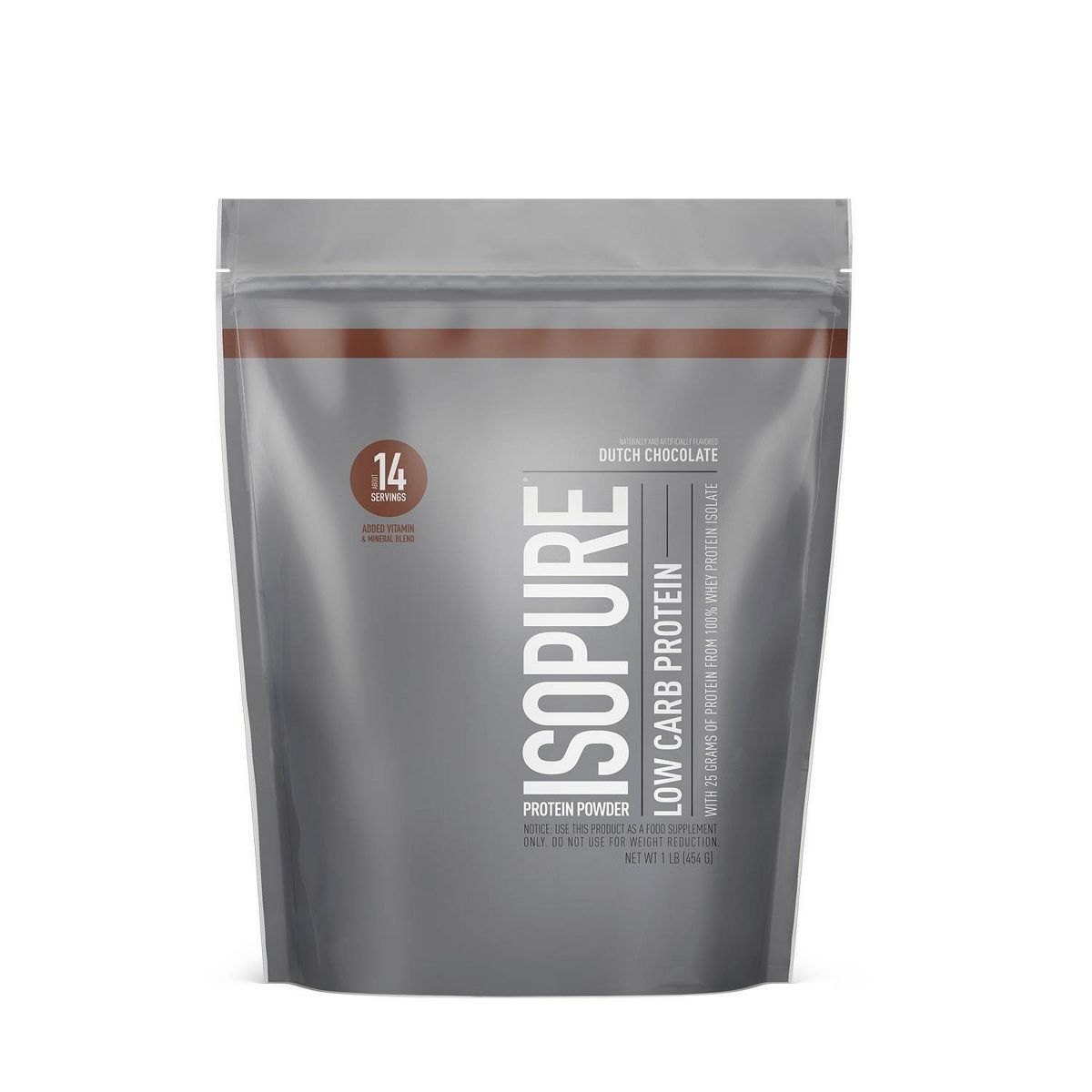 Natures Best Isopure Zero Carb Protein Powder, Dutch Chocolate 1lbs.