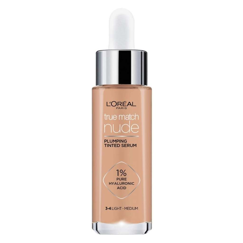 L'Oreal True Match Nude Plumping Tinted Hyaluronic Acid Serum, Shade 3-4 Light Medium