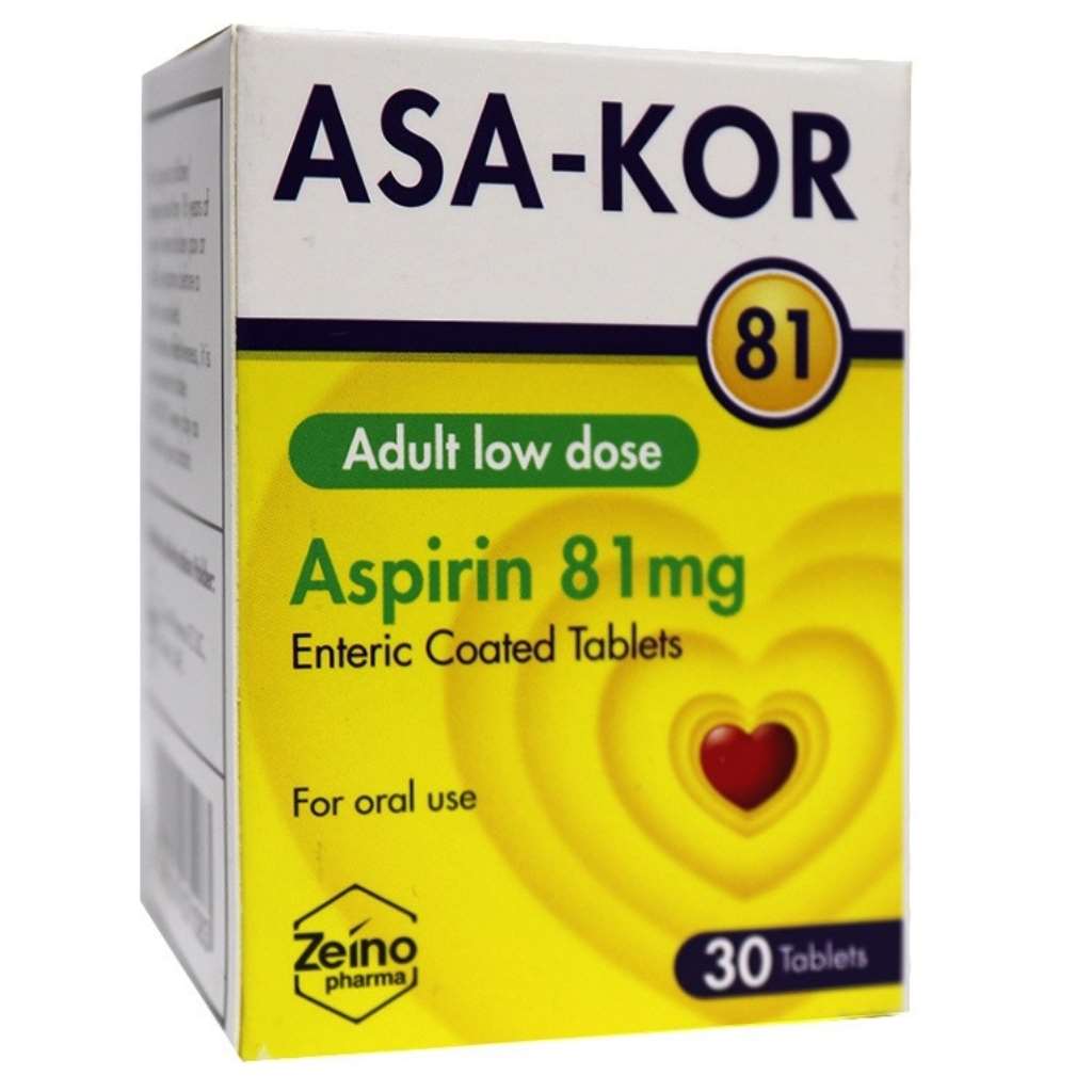 ASA-KOR 81 Low Dose Aspirin 81mg Tablets For Adults, Pack of 30's