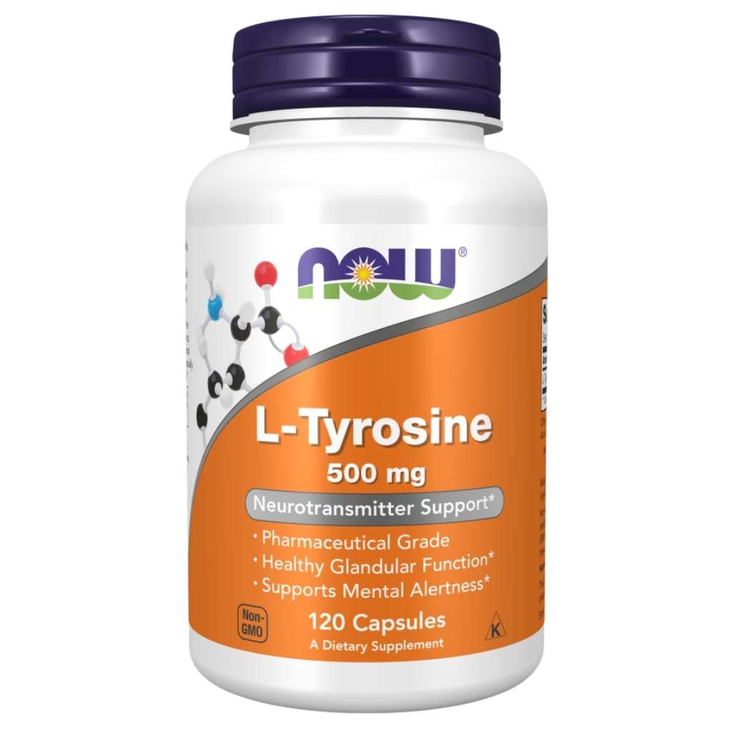 Now L-Tyrosine 500mg Capsules For Neurotransmitter Support, Pack of 120's