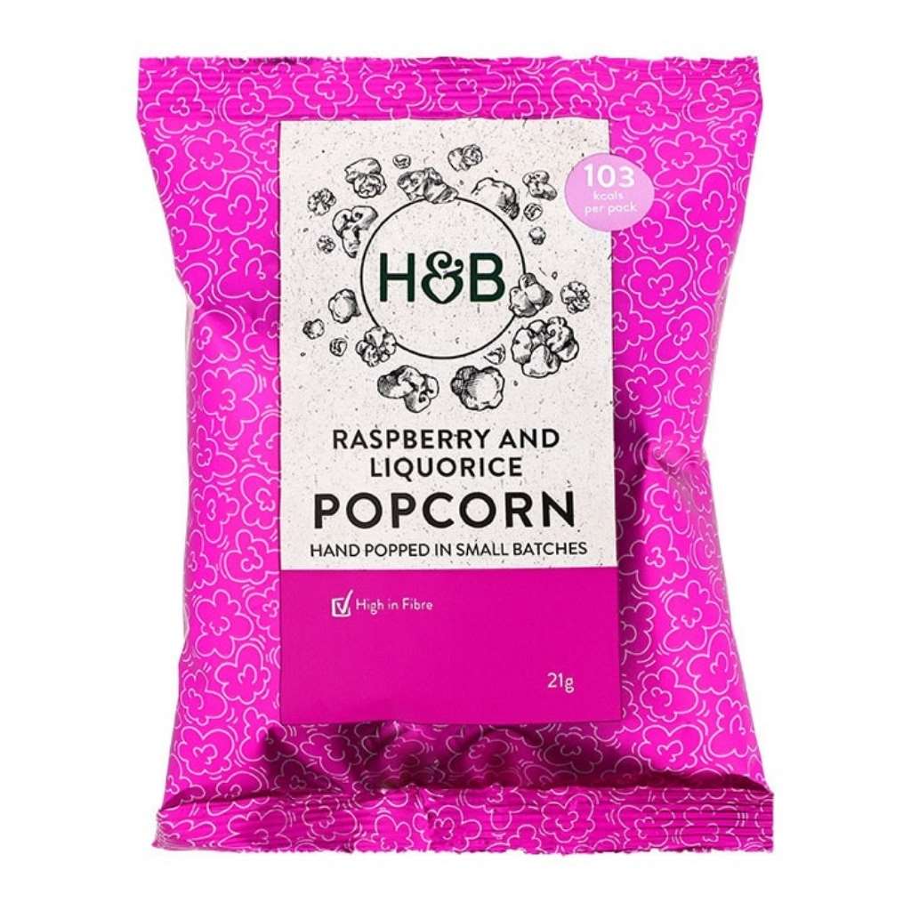 H&B Popcorn Raspberry & Liquorice 21g