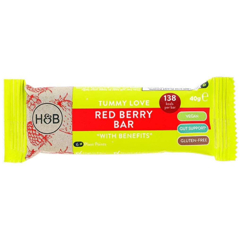 H&B Tummy Love Red Berry Snack Bar, Vegan & Gluten Free 40g