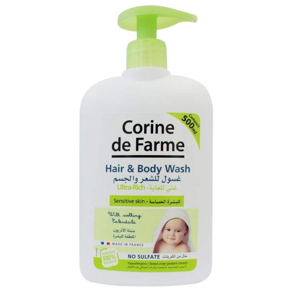 Corine de Farme Ultra Rich Hair & Body Wash For Baby, Sulfate Free For Sensitive Skin 500ml