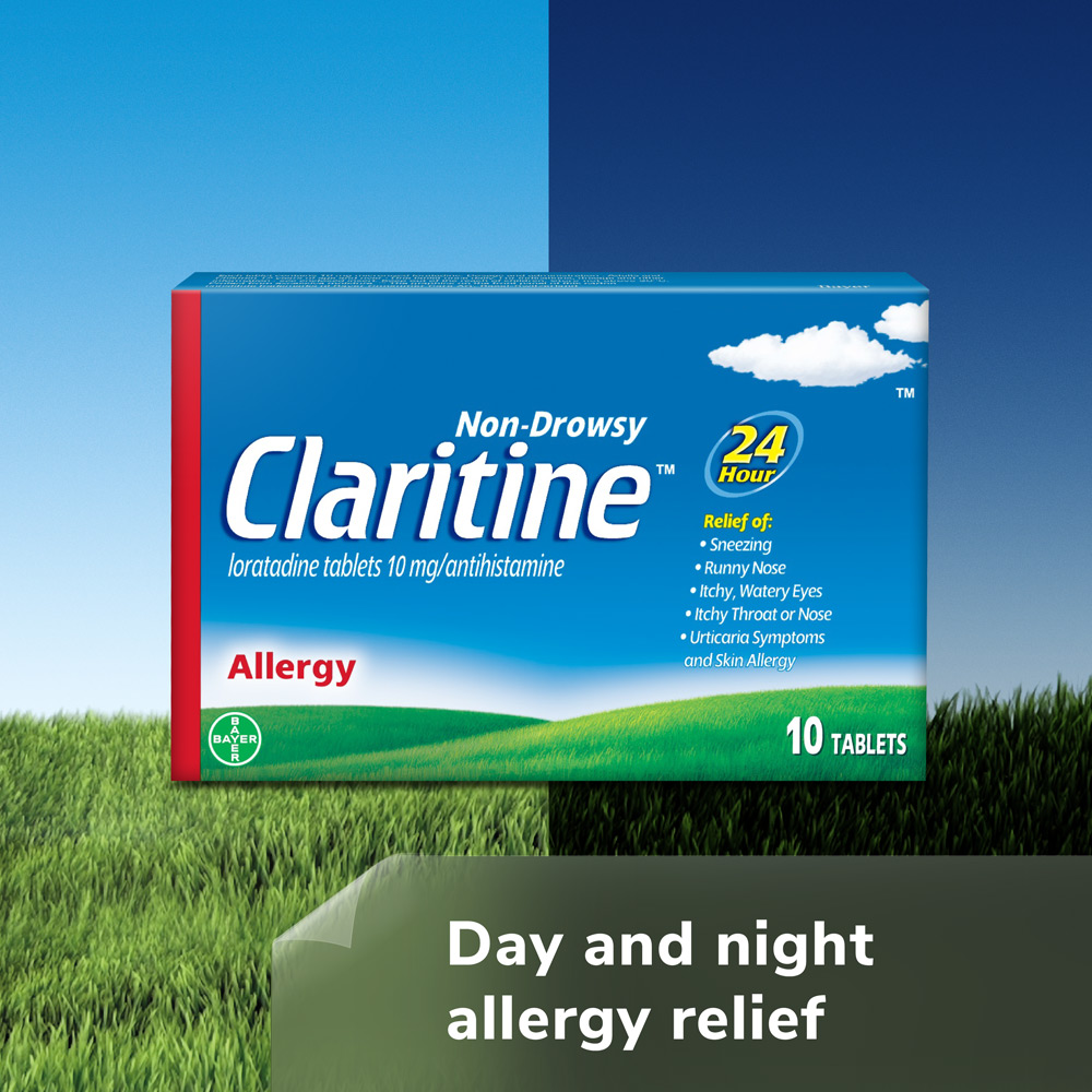 Back Image for Claritine Tablets - 24-hour Non-drowsy Allergy Relief - Loratadine 10mg, Tablets 10's