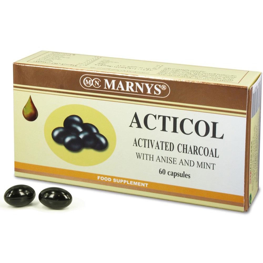 Marnys Acticol Activated Charcoal Capsules For Flatulence, Pack of 60's