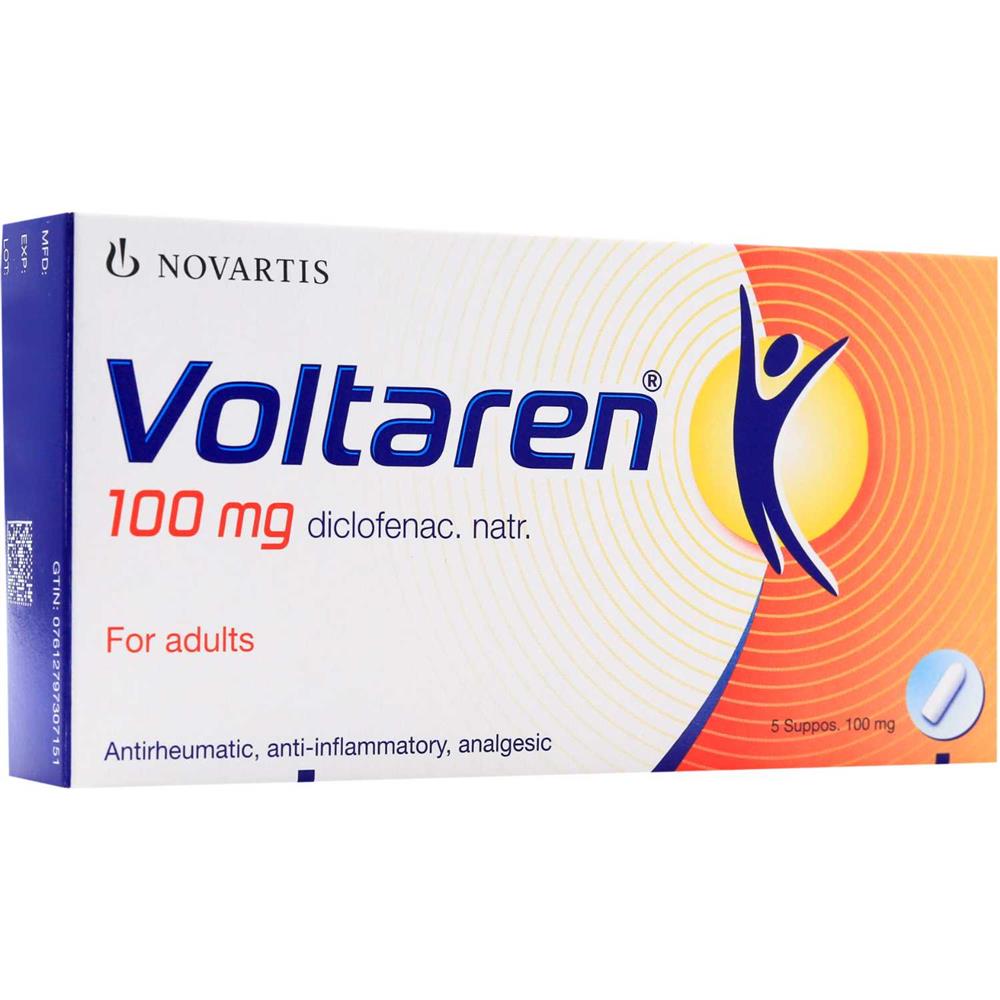 Voltaren 100mg Diclofenac Suppository For Adults, Pack of 5's