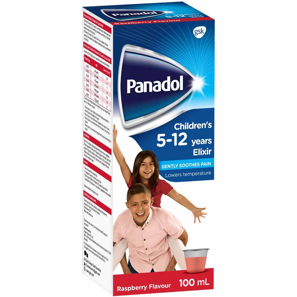 Back Image for Panadol 5-12 Years Elixir Oral Liquid 100ml