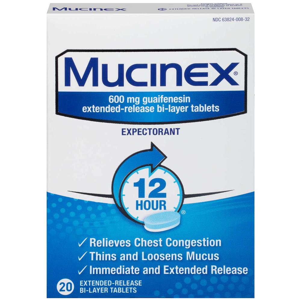 Back Image for Mucinex Expectorant Extended-Release Bi-Layer Tablets 20's