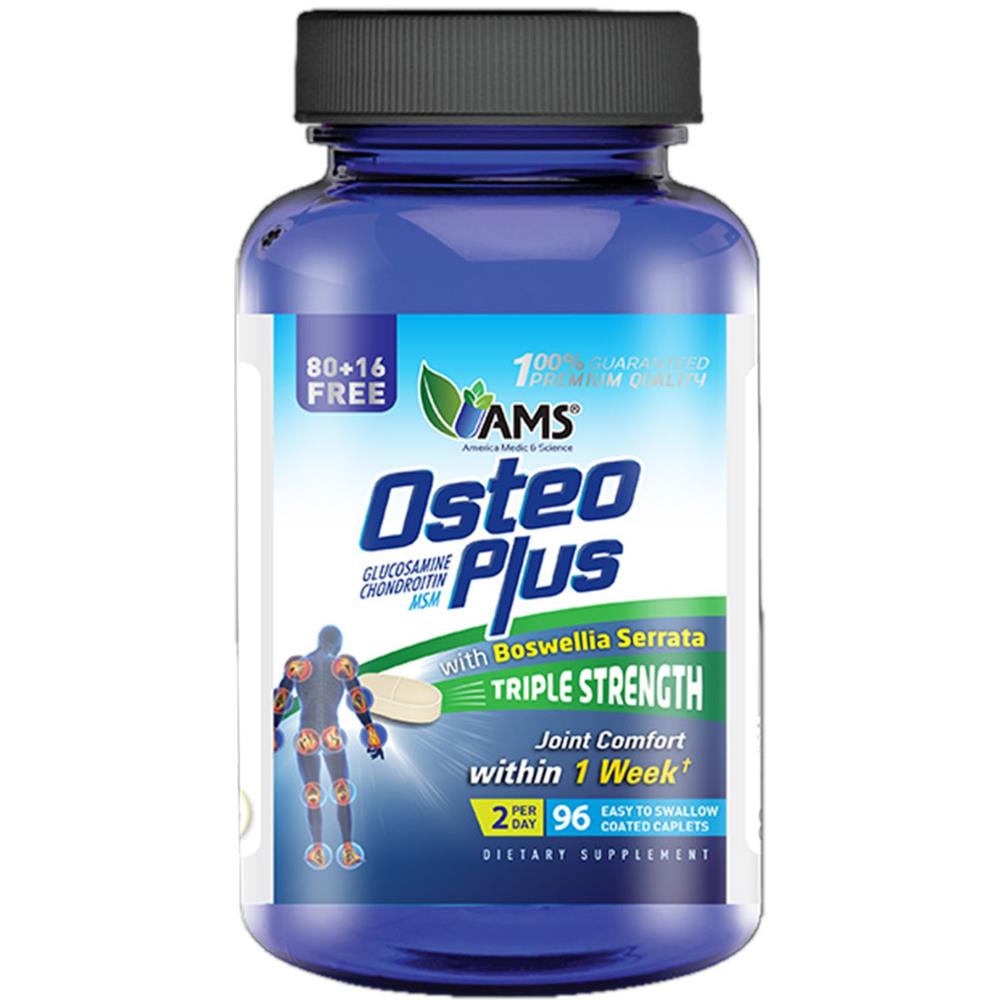 AMS Osteo Plus Capsules, Joint Supplement With Glucosamine, Chondroitin & MSM, Pack of 96's