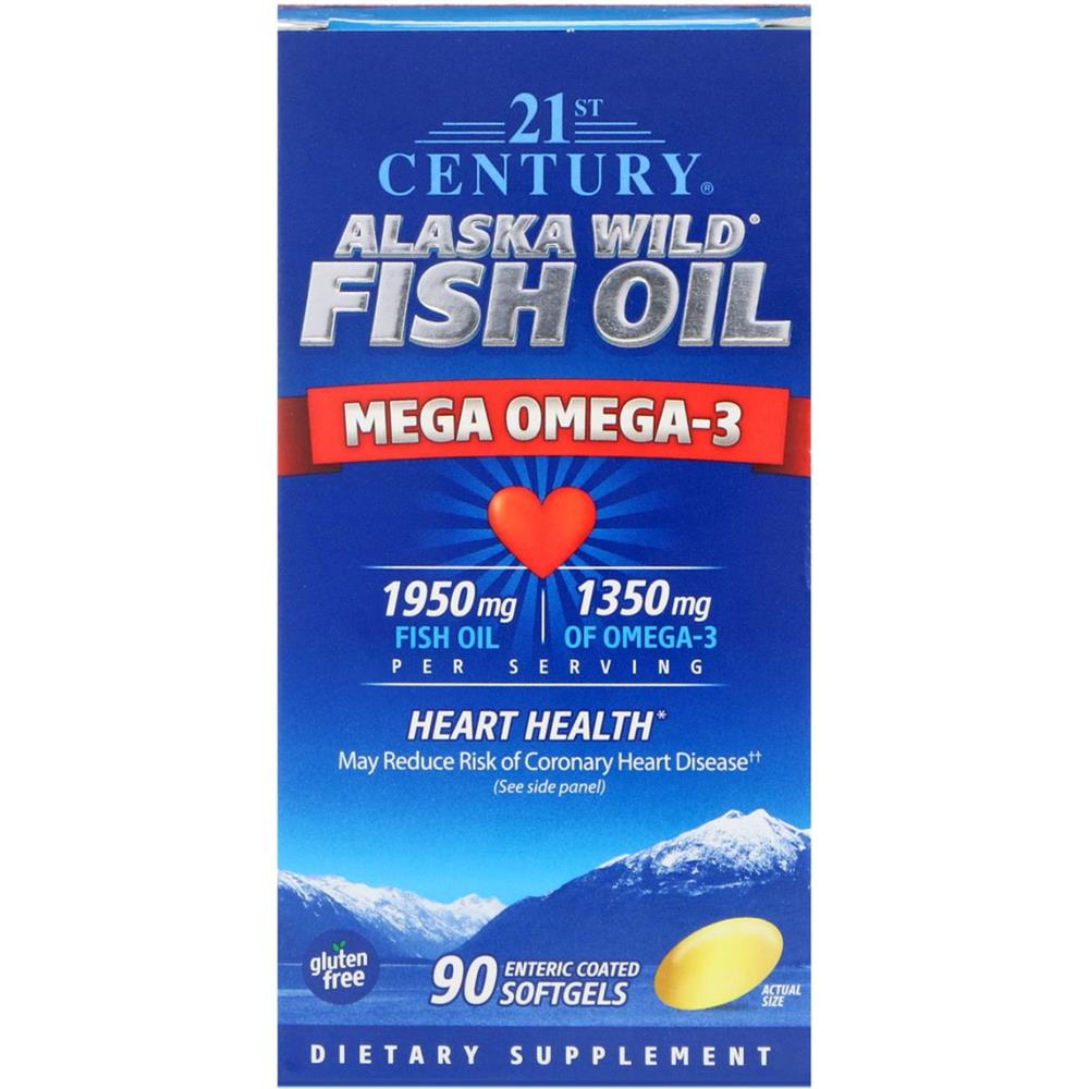 Back Image for 21st Century Alaska Wild Fish Oil Mega Omega-3 Enteric Coated Softgels 90's
