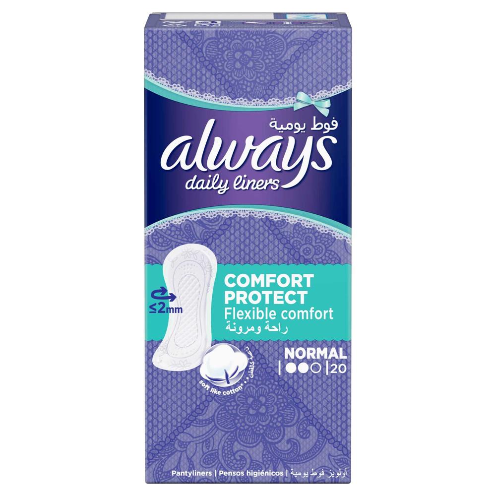 Back Image for Always Daily Liners Comfort Protect Flexible Comfort Normal Pantyliners 20's