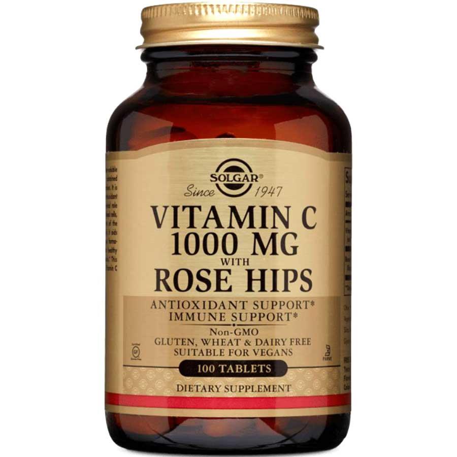 Solgar Vitamin C 1000mg With Rose Hips Tablets 100's