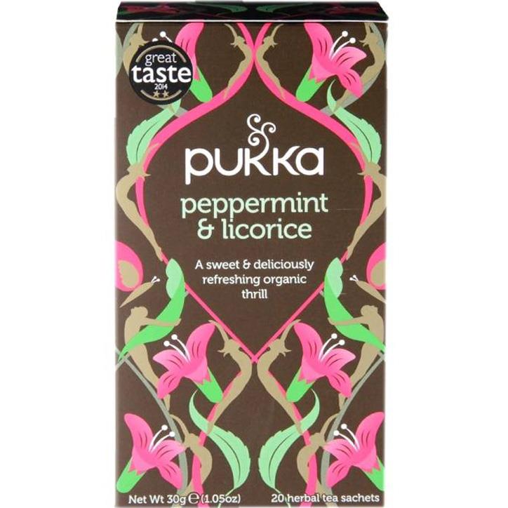H&B Pukka Organic Caffeine Free Peppermint & Licorice Tea Bags, Pack of 20's