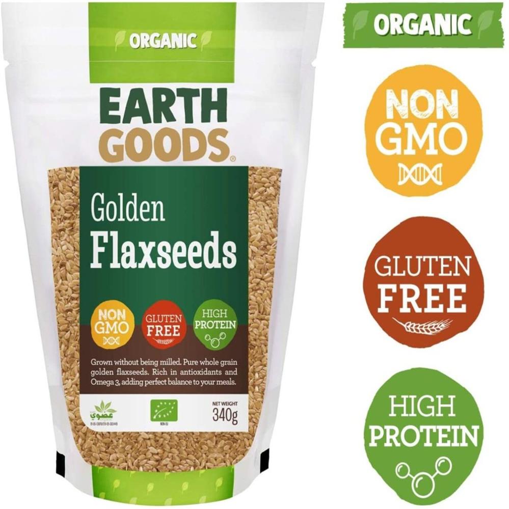 Side Image for Earth Goods Organic Blond Flax Seeds NON-GMO Gluten-Free High Protein 340g