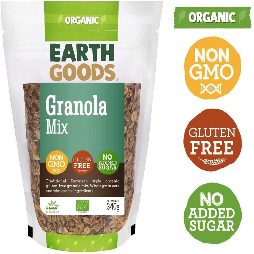 Side Image for Earth Goods Organic Gluten-Free Granola Mix NON-GMO Gluten-Free No Added Sugar 340g