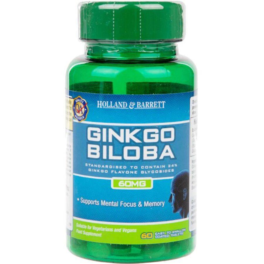 H&B Ginkgo Biloba 60mg Tablets For Mental Focus And Memory Support, Pack of 60's